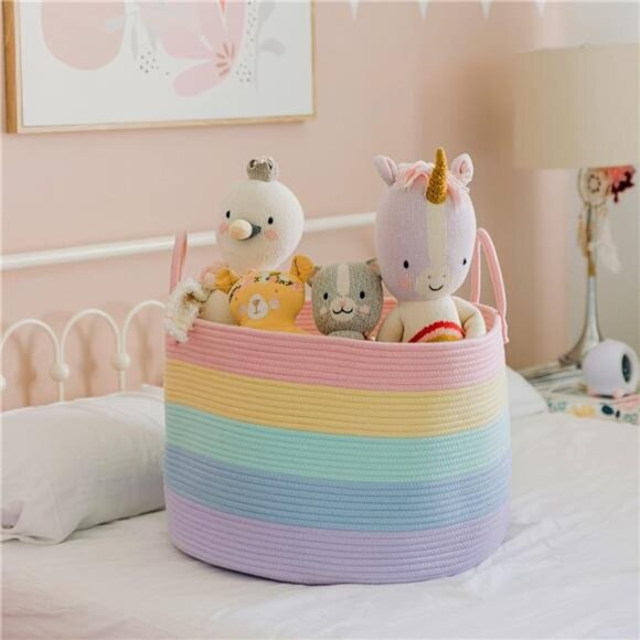 Cute Basket for Pastel Rainbow Classroom Decor 20x13, Toy Basket - Picture 5 of 7